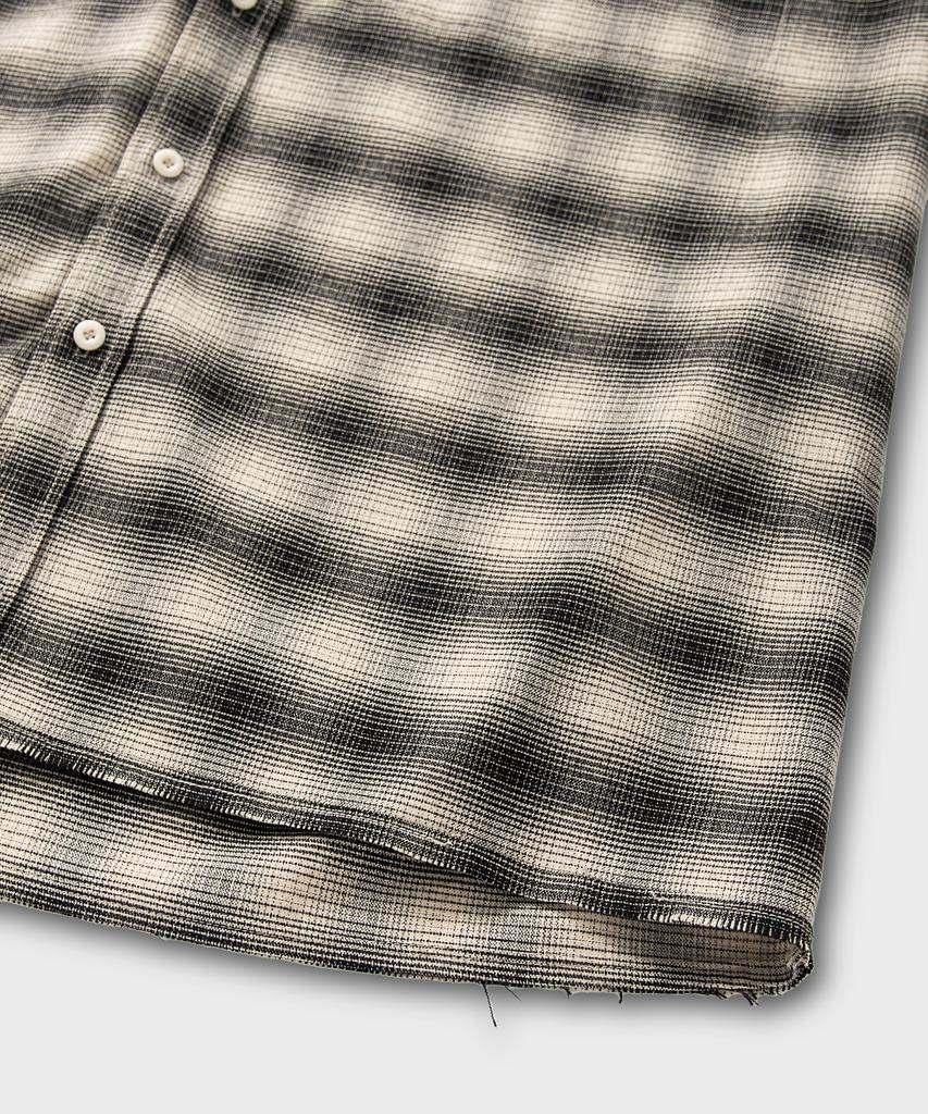 NONBLANK Flannel Ombre Check Shirt_Ivory