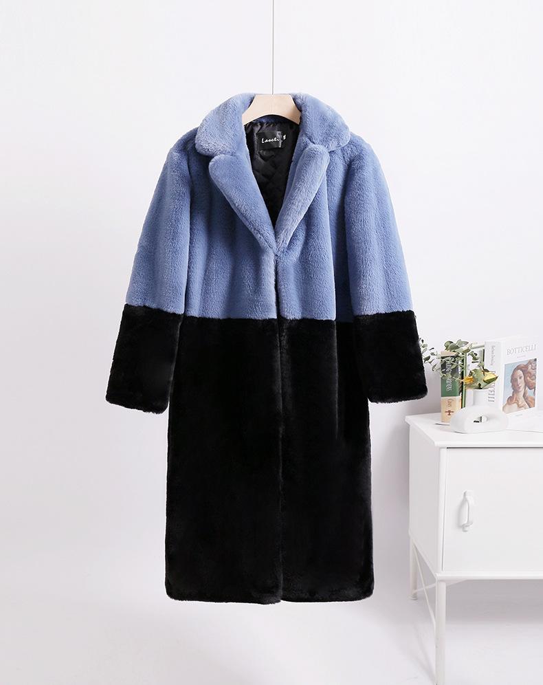Fur jacket extended large size women's imitation rabbit fur coat to keep warm in winter