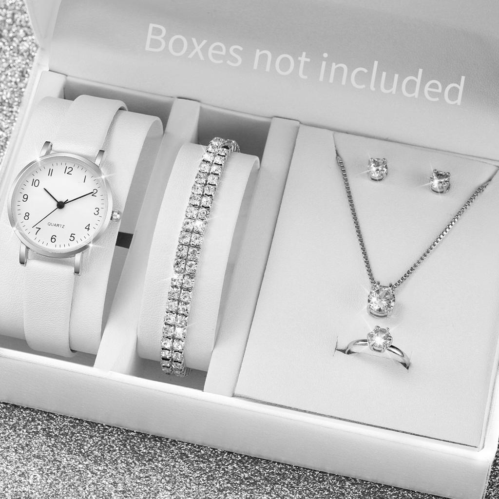 Xiaomi 5/6PCS Fashion Women's Quartz Watch Leather Band Analog Quartz Watches with Diamond Jewelry (Without Box)