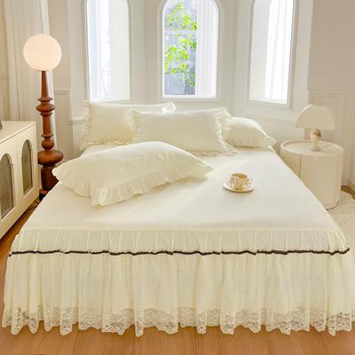 2024 New Skin-friendly Polished Bedspread Bed Skirt Princess Style Solid Color Lace Bed Apron Cover Ugly and Non-slip