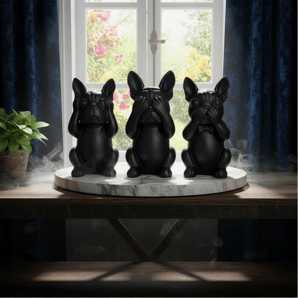 3pcs Animal Crafts French Bulldog Statue Decorations Dog Ornaments Desktop Decoration