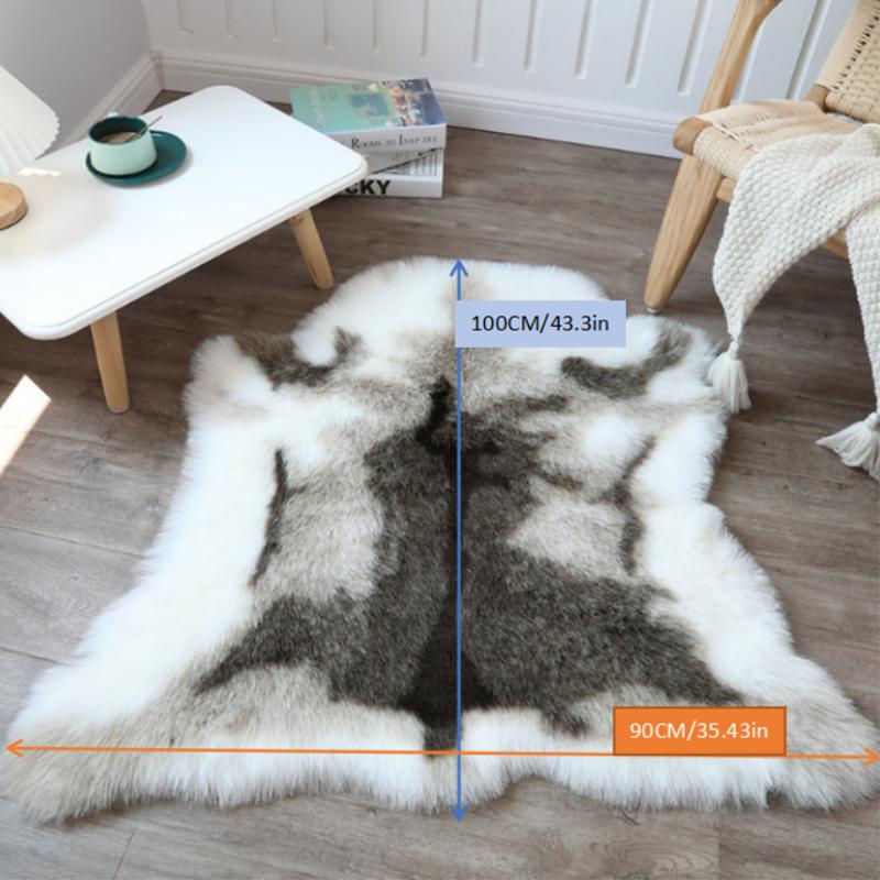 90*100cm Artificial Animal Fur Carpet Thick Soft Blanket Non-slip Warm Chair Cushion Home Bedside Decor Imitation Fur Floor Mat