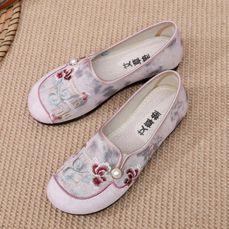 

Гофэн старые пекинские тканевые туфли женские туфли этнический стиль вышитые туфли мягкая подошва нескользящие женские одинарные туфли одна педаль удобная обувь для мам 37 красный