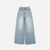 Womens Distressed Ripped Jeans Straight Leg Loose Fit High Street Style Denim Pants