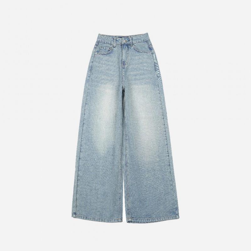 Womens Distressed Ripped Jeans Straight Leg Loose Fit High Street Style Denim Pants
