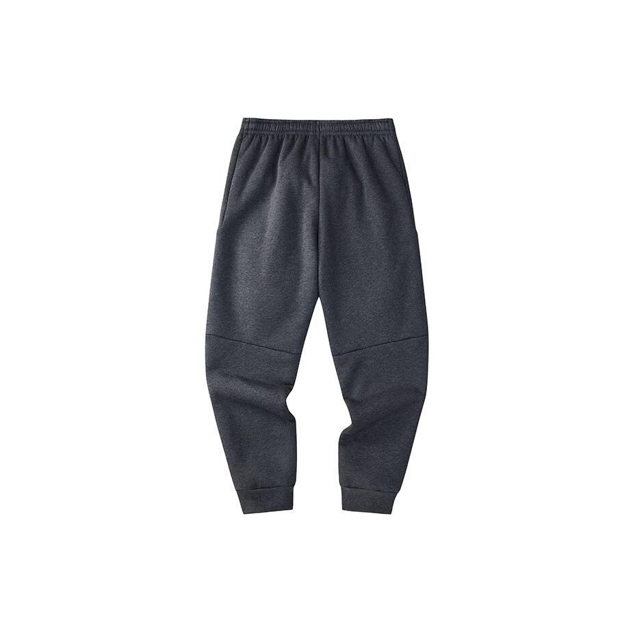 Anta Training Series Solid Color Mid Waist Cuffed Fleece Thickened Knitted Sports Pants Men Pants Gray 952347303-1
