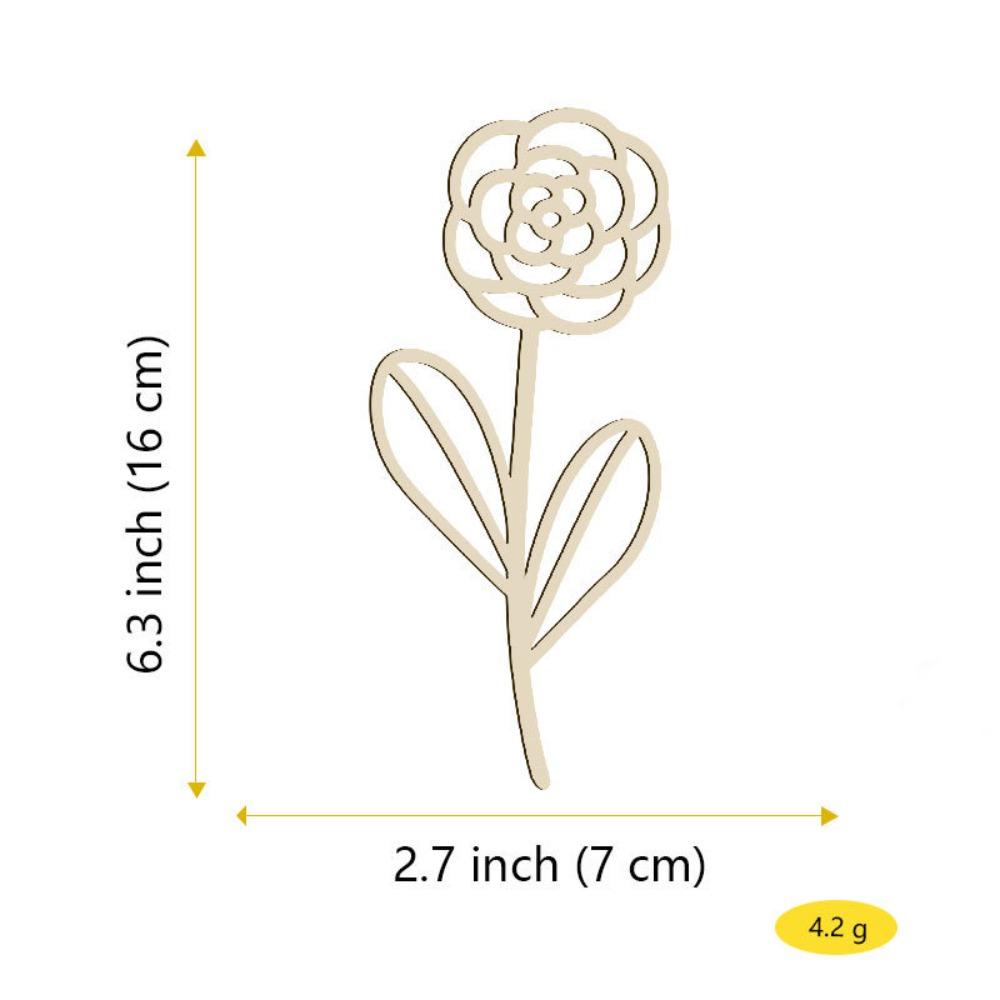 10Pcs Wood Material Wooden Flowers Cutout Design Laser Cut Wood Flowers Cutout Signs Natural Unpainted Wildflowers Stems