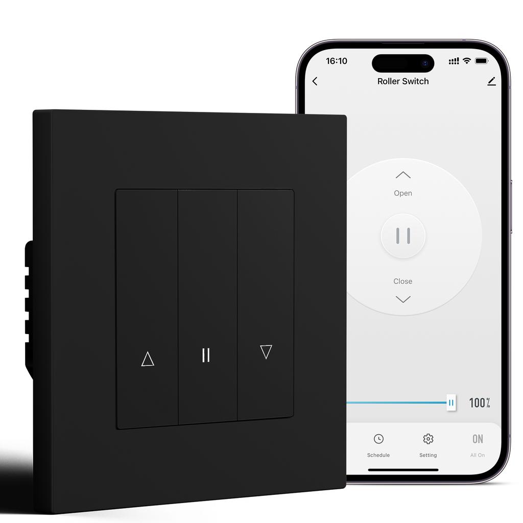 BSEED Zigbee Shutter Switch Series Wall Smart Click Switches Yellow Backlight Plastic Frame Tuya APP Roller Switch