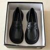Spring Black Small Leather Shoes Women's One-pedal Women's Spring and Autumn New Single Shoes Doudou Shoes