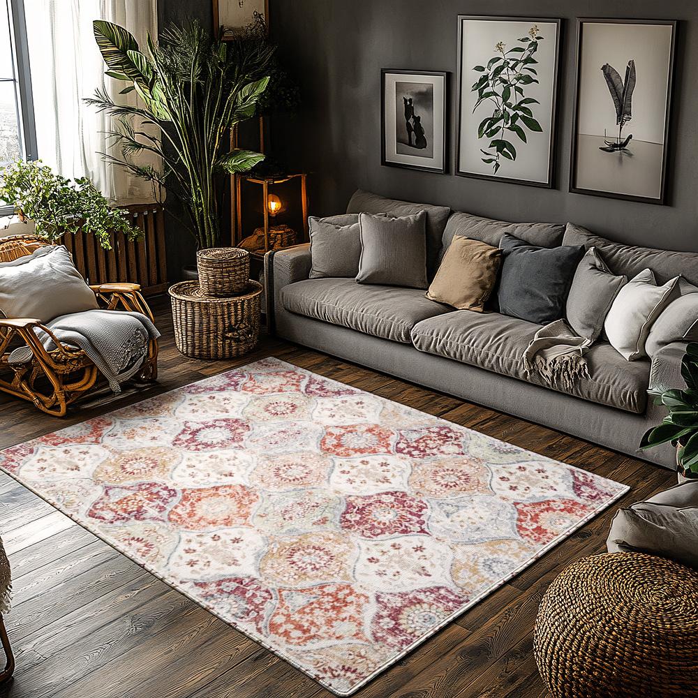 

Винтажный богемный ковер, Ковер с этническим узором мягкого голубого цвета, Нескользящий ковер для гостиной, Моющийся декор с низким ворсом для спальни, прихожей 50x80cm20x31in