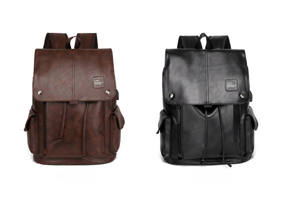 Pánský módní batoh: Ležérní PU kožená školní taška a cestovní batoh na notebook