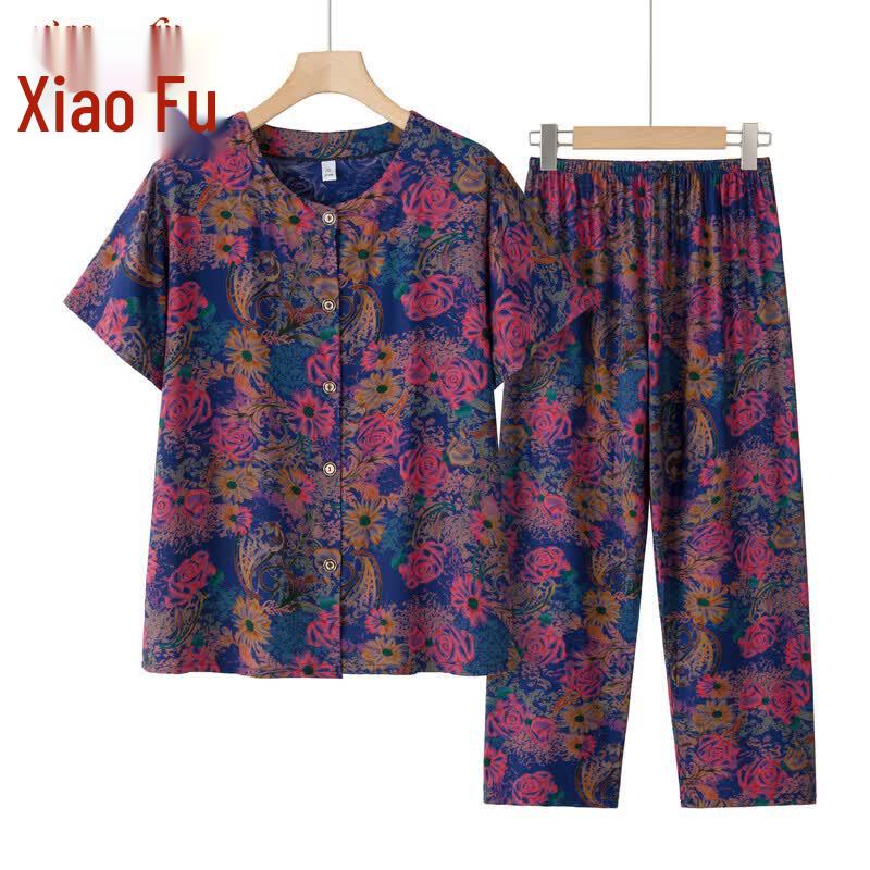 Xiaofu Women s Cotton-Rayon Summer Lounge Set XL