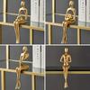 Resin Human Body Art Ornament Abstract Design Golden Finish Figure Statue Thinking Reading Man Desktop Ornament Home Decor