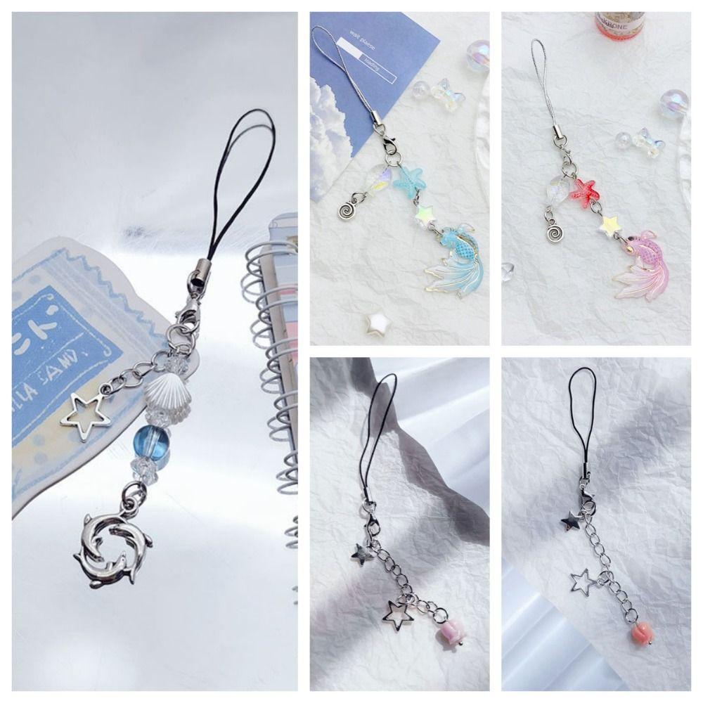 Acrylic Shell Dolphin Mobile Phone Chain Beaded Five-pointed Star Phone Lanyard  Decoration