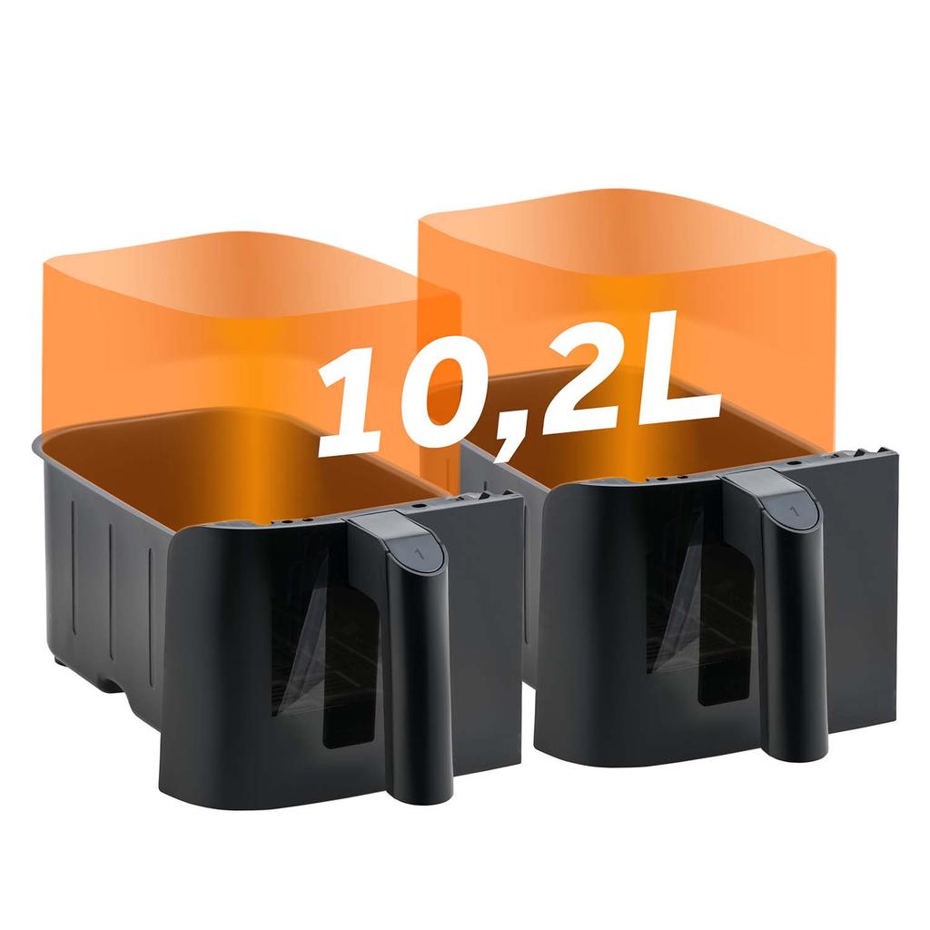 Friggitrice ad aria grande 10,2L Friggitrice ad aria XL Doppia camera Berdsen 1700W Bd-657 Nero
