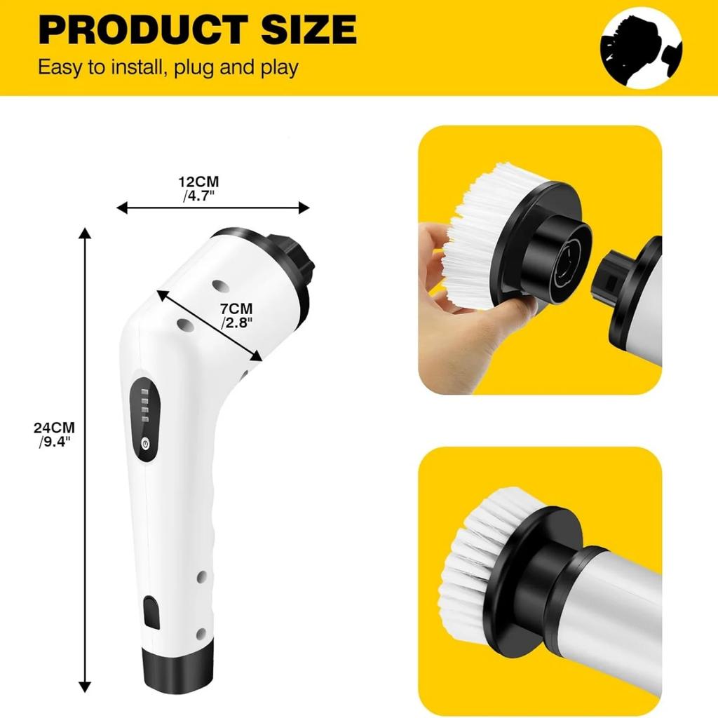 Electric Cleaning Brush Spin Scrubber 3 in 1 Cordless Cleaning Brush Handheld Compact Cleaning Tool