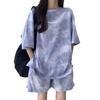 Letter Two-piece Tracksuit Large Size Summer Loose Suit Short Sleeve T-shirt Shorts  Female