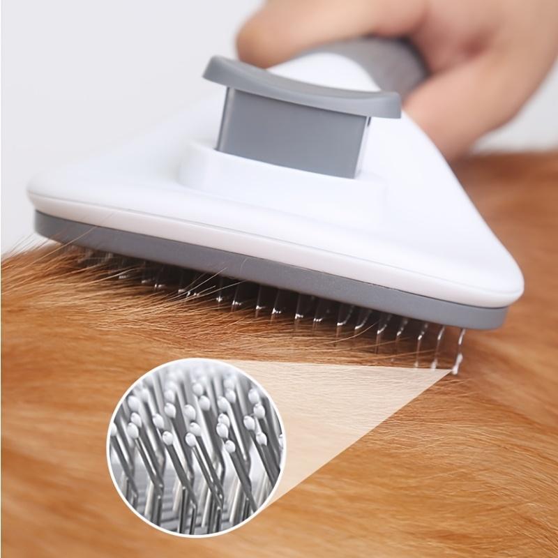 1pc Easy-to-Clean Pet Grooming Brush with Self-Clean Button for One-Click Hair Removal - Curved Pin Deshedding Comb