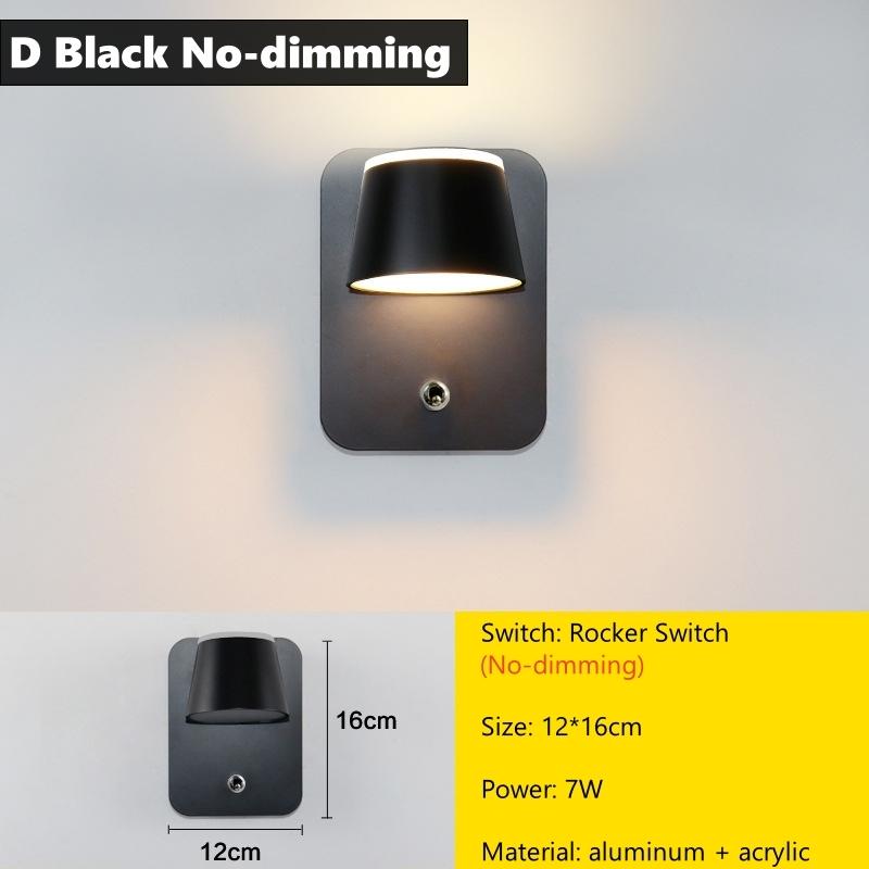 Dimming LED Wall Lamp With Knob Switch 350 Degrees Rotatable Bedroom Bedside Light Aluminum Indoor Sconce Lighting