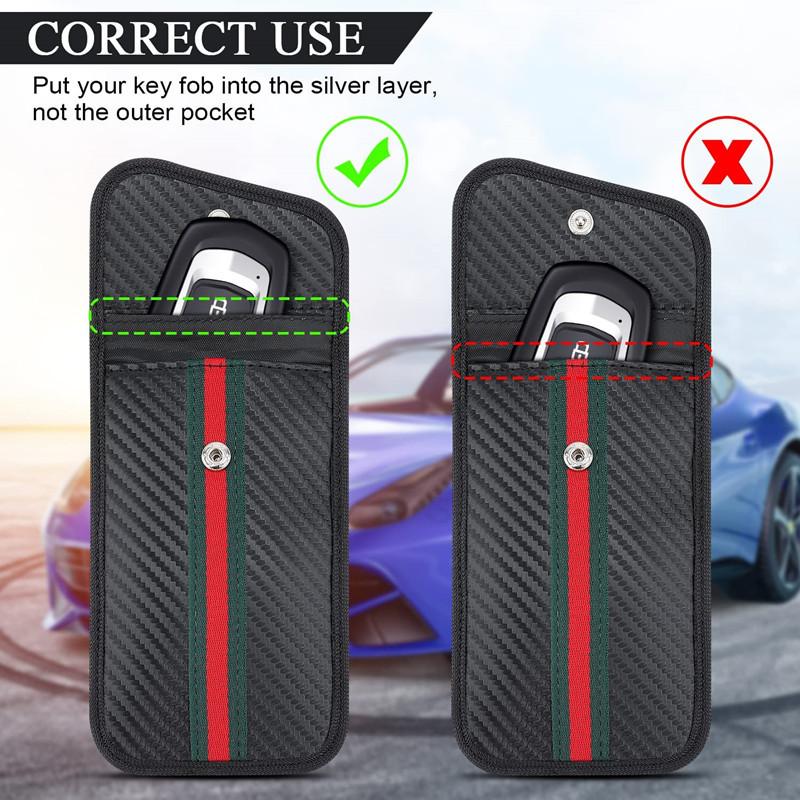 Durable Compact RFID Blocking Car Key Bag Portable Signal Shield Protector Keyless Entry Anti Theft Secure Storage Auto Case Bag