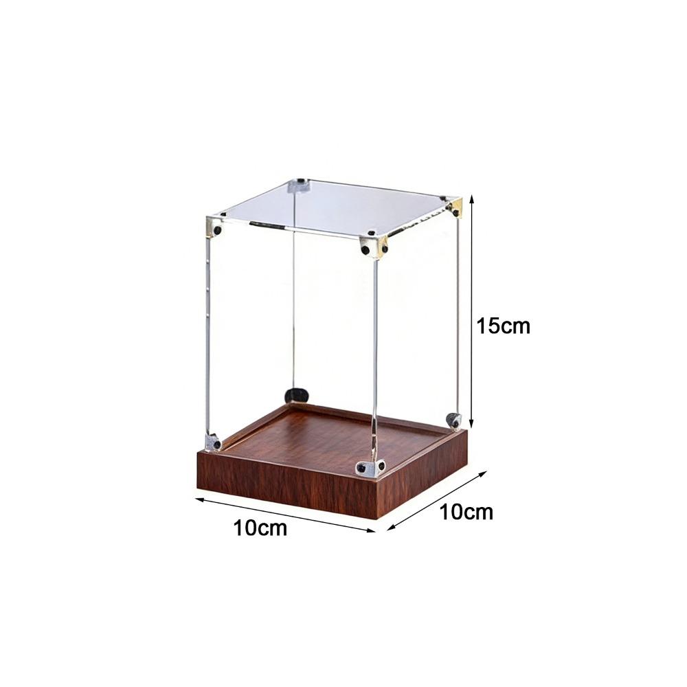 Transparent Acrylic Acrylic Display Case Stackable Design Wooden Bottom Model Display Case No-glue Assembly Display Box