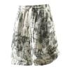 Men's Ink Wash Print Drawstring Casual Shorts Loose Streetwear Black White Bottoms