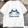 Oversized TShirt with Team Work Ant Graphic Loose Streetwear Style Soft Breathable Fabric Classic Crew Neck for Casual