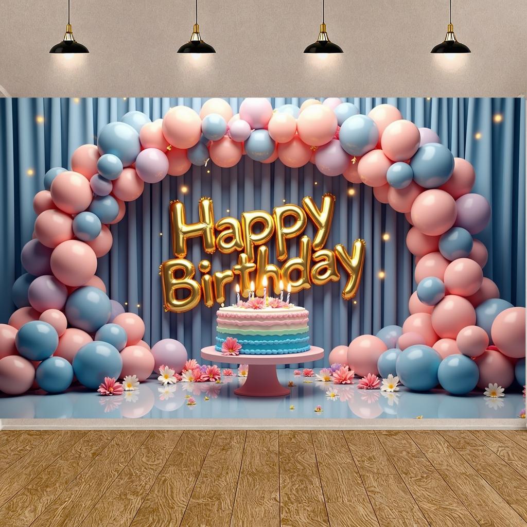 Birthday Decor Banner Festive  Celebration Display Joyful Display Floral Decorations Birthday Party Backdrop For Birthday