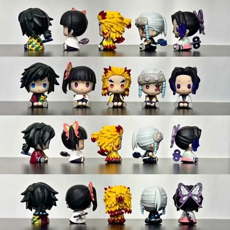 Genuine Action Figure Kimetsu No Yaiba Akaza Kochou Shinobu Genuine Action Figure Small Round Eyes Gacha Figure Model Toys