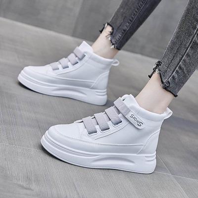 Velcro High-top Shoes Women's Spring 2025 New Student Versatile Little White Shoes Non-slip Korean Version of Sports and Leisure Shoes
