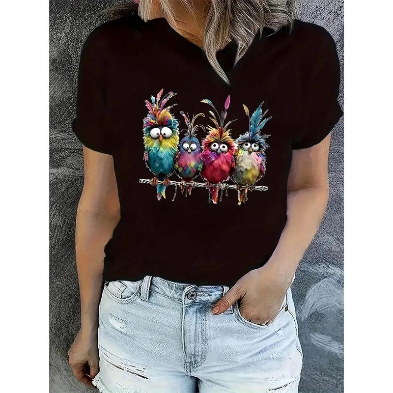 

Newly designed printed T-shirt for ladies, summer short-sleeved round-neck top XL