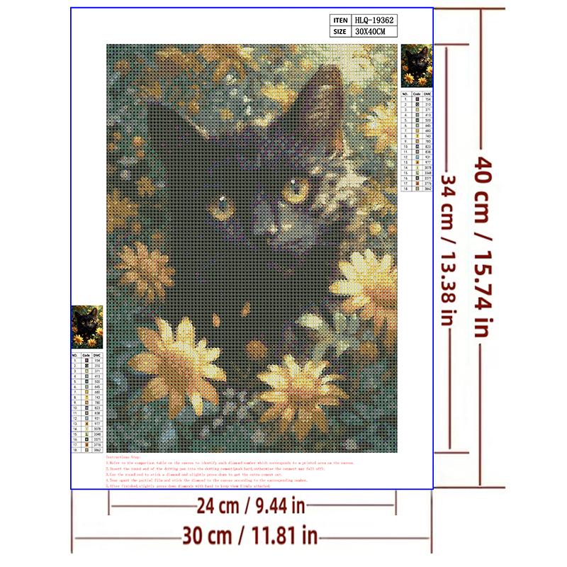 5d DIY Diamant Malerei Kreuzstich schwarze Katze gelbe Blume Diamant Stickerei Mosaik voller Runde Bohrer Home Decor
