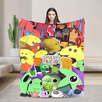 Smiling Friend Games Blanket Airplane Travel Flannel Throw Blanket For Living Room Super Soft Design Quality Bedspread