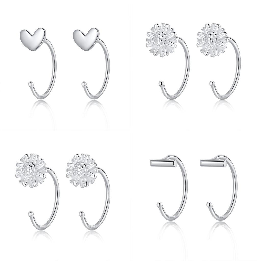 Trendy Japanese And Korean Inspired Floral Earrings Delicate Heart And Star Designs For Ladies