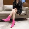 Fashion Fashion Female Footwear 2024 Autumn New Knitted Breathable Women's Ankle Boots Casual and Versatile Stretch Boots Plus Size 42