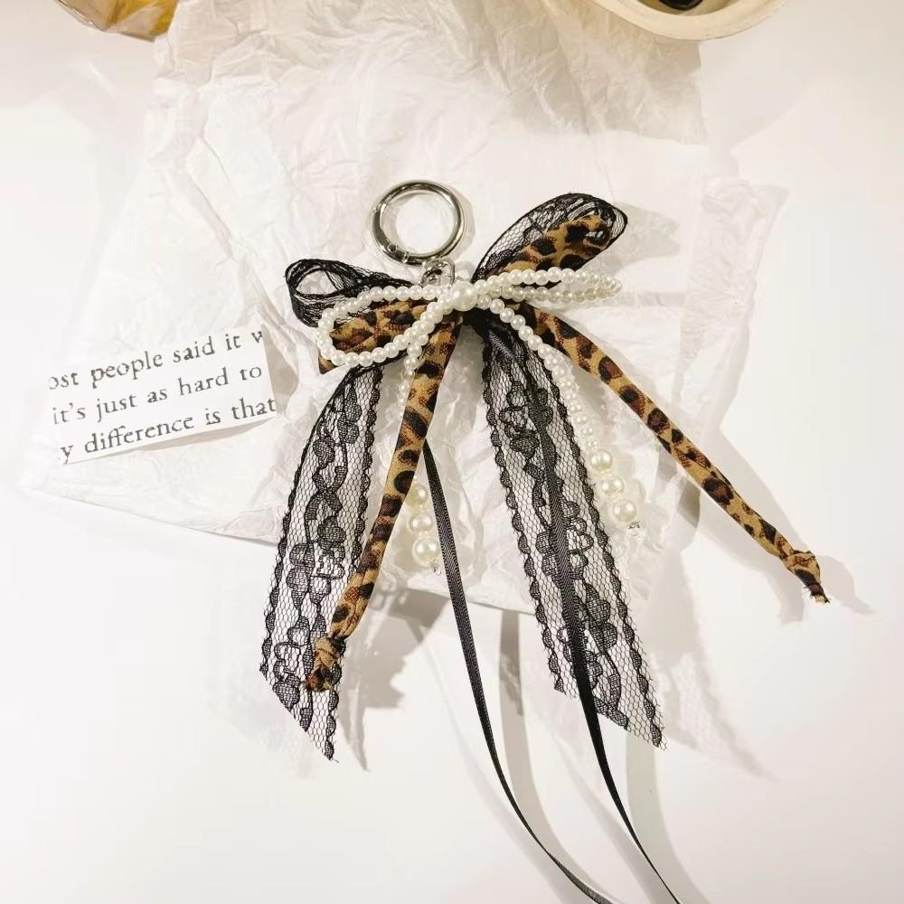 Beaded Design Phone Charm Sweet Lace Bow Beaded Keychain Pendant Keychain For Women