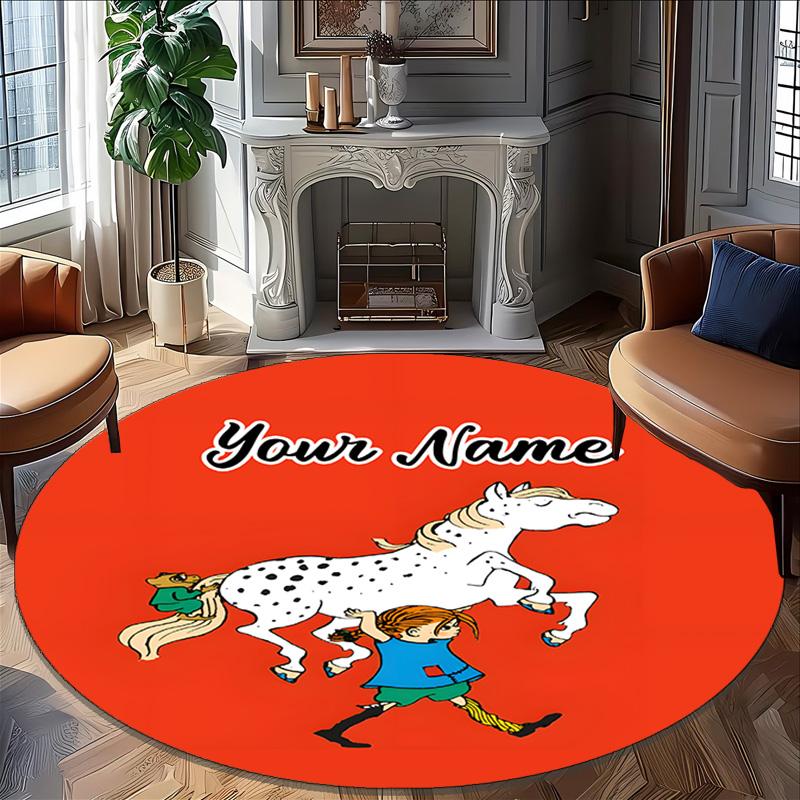 Customizable Pippi Longstocking1 Round Non-Slip Carpet - Ideal for Garden, Picnic, Office, Perfect for Decoration, Suitable For All Seasons