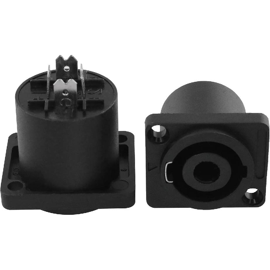 2PCS 4 Pole Square Female Panel Mount Socket Twist Lock Speaker Female Jack Panel Mount Socket Connector-Audio Speaker Jack Twist Lock