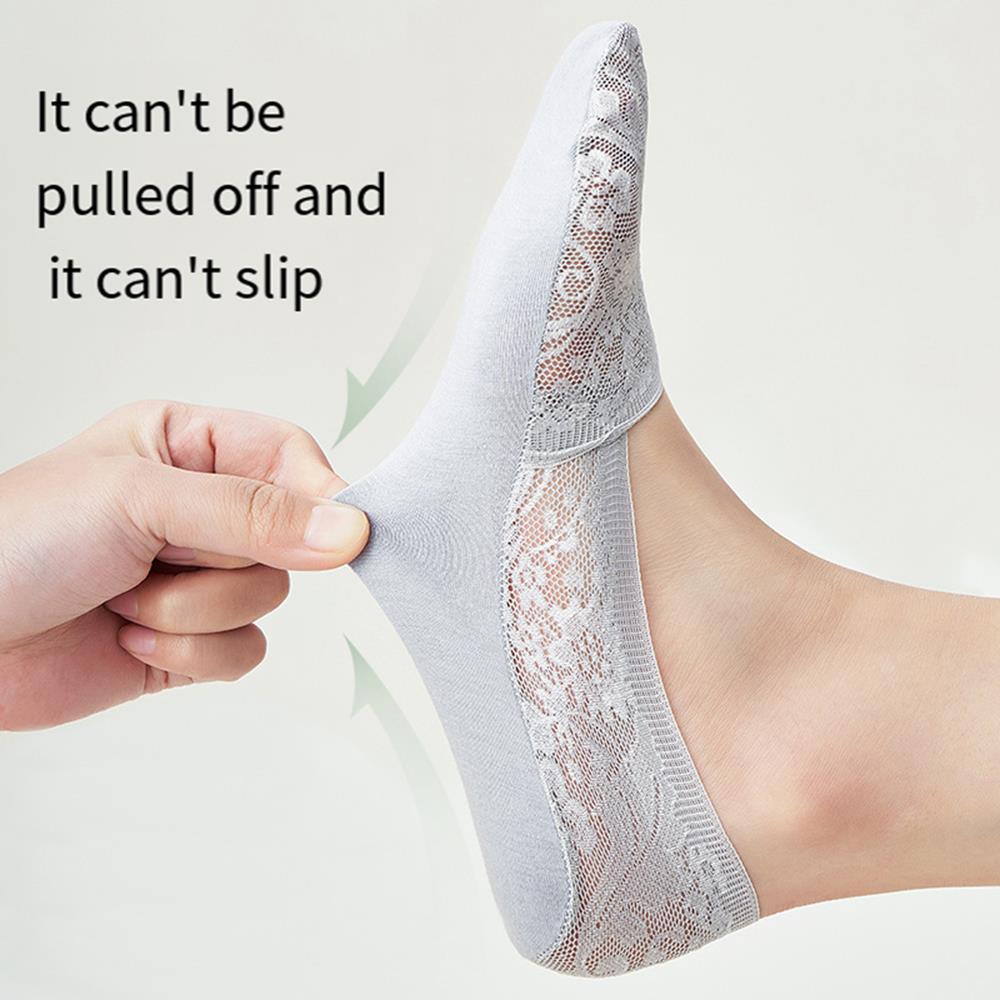 Summer Women Boat Socks Lace Flower Breathable Silicone Non-slip Thin Invisible Ankle Sock Fashion Transparent Short Sox