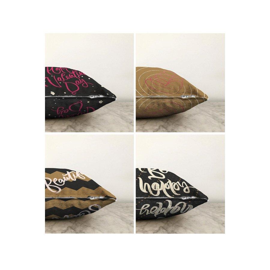 4 Pieces Valentine's Day Concept Double Sided Printed Cushion Cover Set