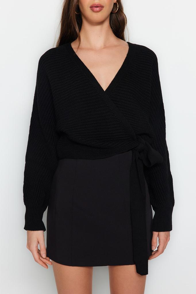 Mode Femme Nouveau Pull Noir Col V Tricot Pull