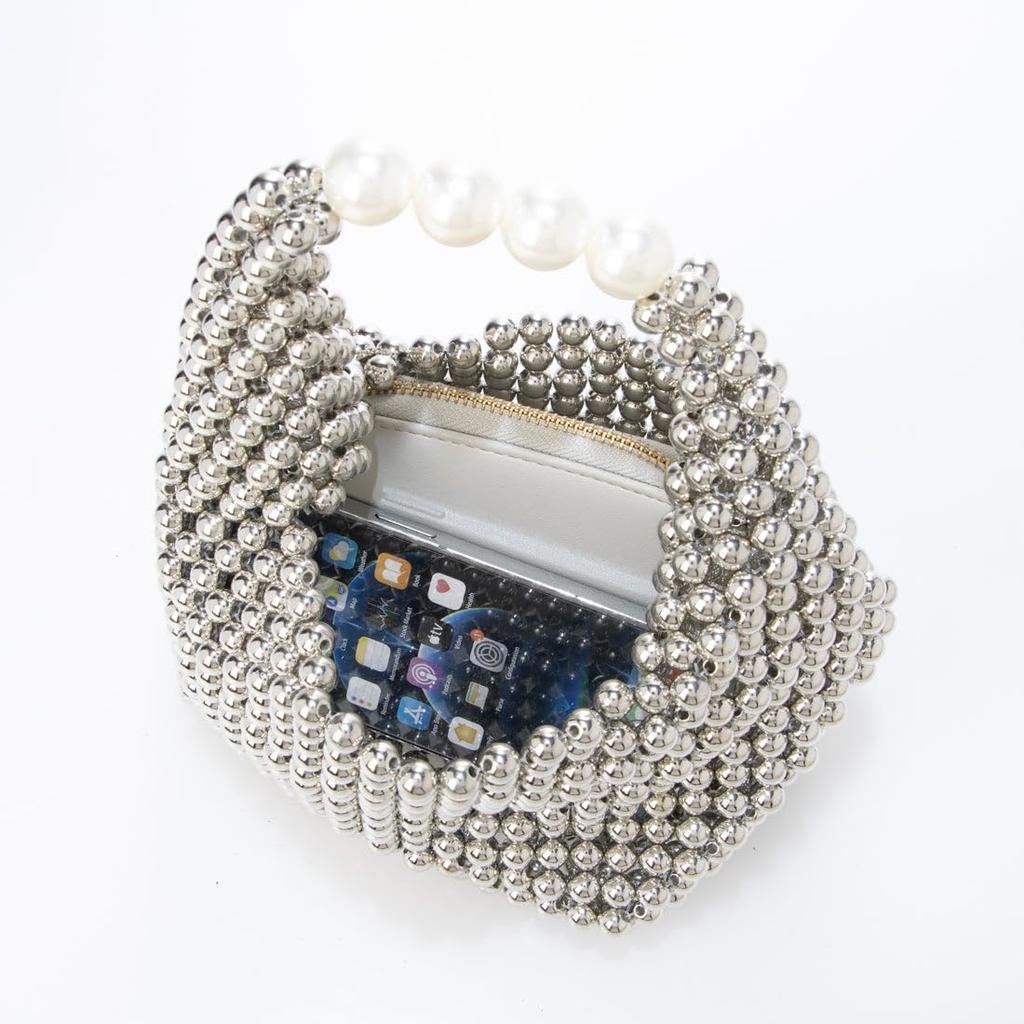 Silberne Perlen-Tragetasche