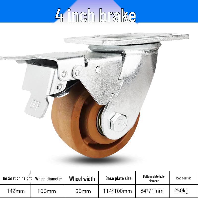 3 to 5 Inch High-Temperature Resistant Swivel Casters with Glass Fiber Bakelite for Oven Carts (Up to 300°)