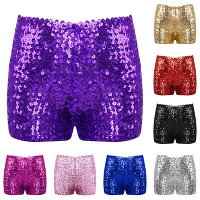 Kids Girls Shiny Sequins Dance Shorts Hip Hop Jazz Dance Performance Costume Athletic Yoga Shorts Bottoms