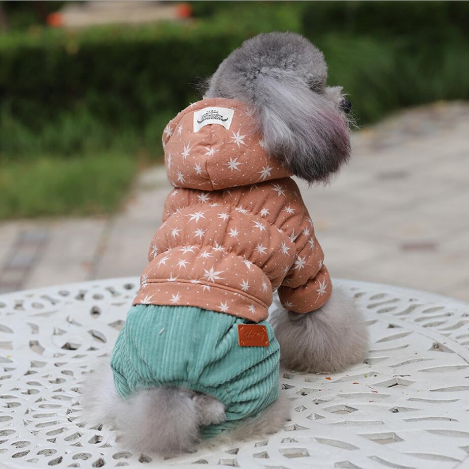 Corduroy Warm Fleece Teddy Pet Overalls Winter Dog Clothes Dog Jumpsuit Pet Cat Clothing