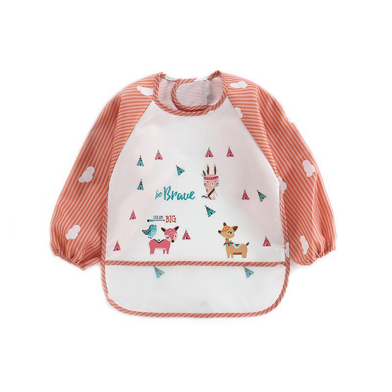 Grembiule da allattamento impermeabile a maniche lunghe per bambini, per bambini piccoli, con tasca