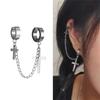 1pc Fashion Cross Pendant Ear Clip Non Piercing Earrings Fake Earrings for Men Women Punk Personalized Stainless Steel Zircon