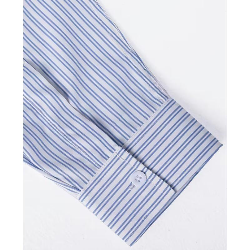 Mens Loose Striped Long Sleeve Casual Non Iron Business Shirt