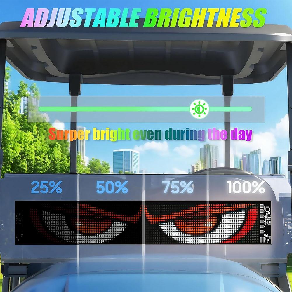 16x96Plus Programmable LED Scrolling Sign Full Color Display Board with Bluetooth APP Control Custom Text & GIF Patterns