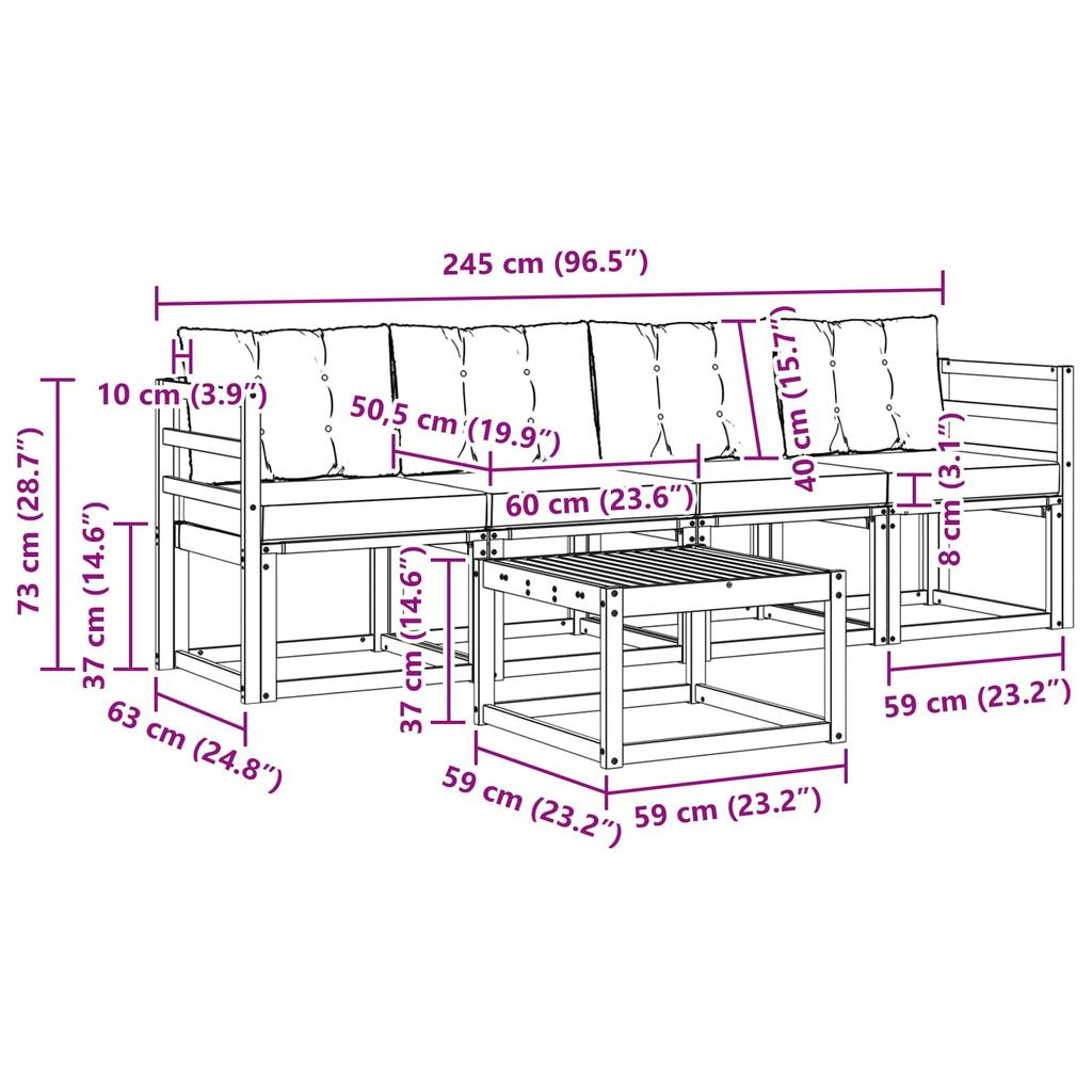 Outdoor Sofa Set with Cushions 5 pcs Natural and Beige